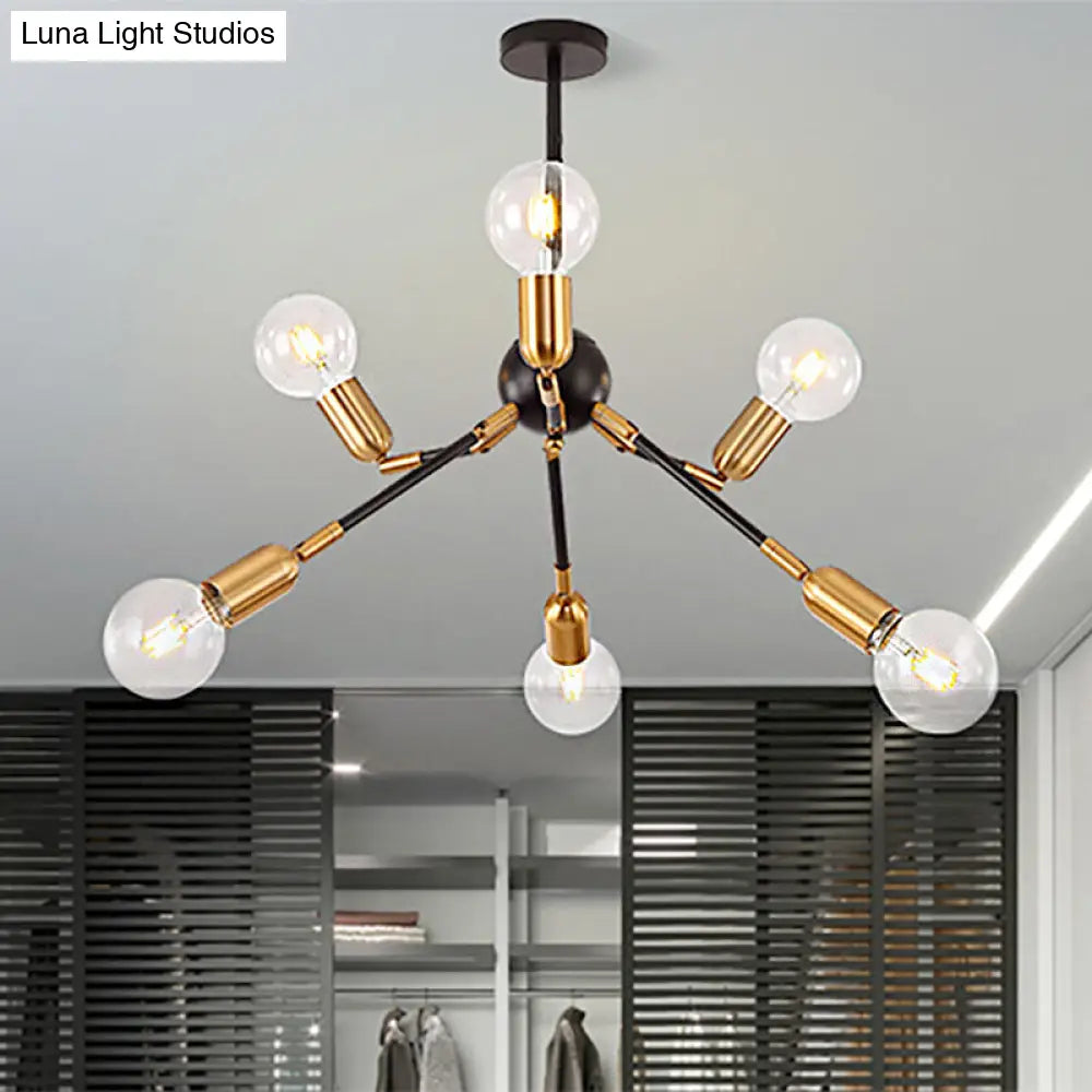 Modern Abstract Gold Metal Chandelier Ceiling Lamp For Bedrooms - Multi Light Hanging Fixture