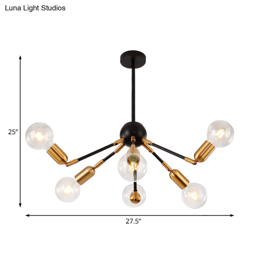 Modern Gold Metal Chandelier - Abstract Design With Multiple Lights Hanging Ceiling Lamp For