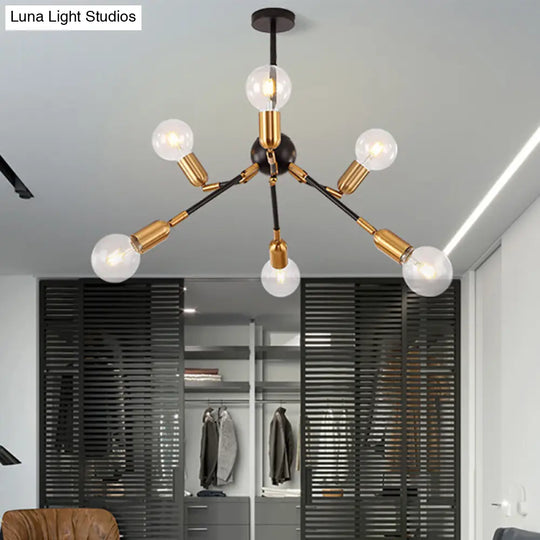 Modern Abstract Gold Metal Chandelier Ceiling Lamp For Bedrooms - Multi Light Hanging Fixture