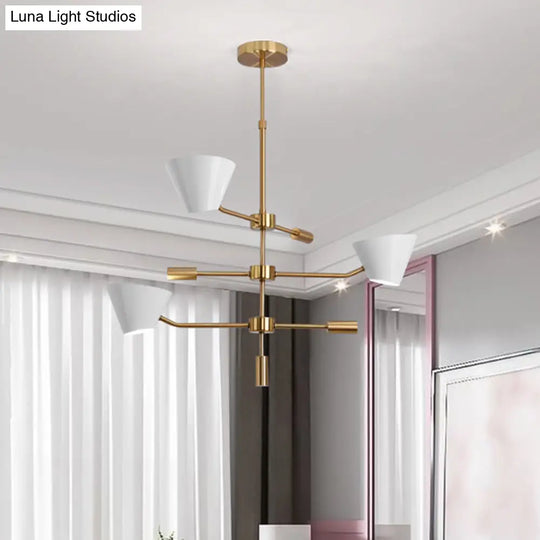 Modern 3-Light Gold Chandelier With Clear Glass Cone Shades