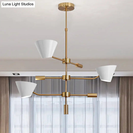 Modern 3-Light Gold Chandelier With Clear Glass Cone Shades