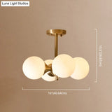 Modern Gold Metal Chandelier With Opal Glass Shade - 4-Light Ceiling Fixture For Bedroom