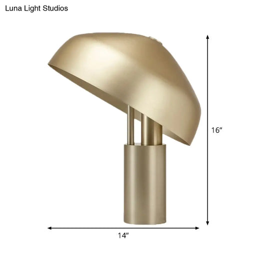 Modern Gold Metal Dome Task Light: 1-Head Book Reading Lamp For Study