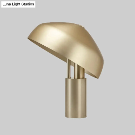 Modern Gold Metal Dome Task Light: 1-Head Book Reading Lamp For Study