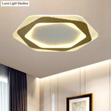 Modern Gold Metal Flush Mount Ceiling Light: Hexagon/Pentagon Shape Led 18’/21.5’ Width -