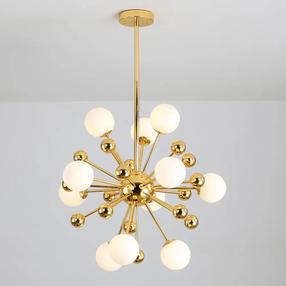 Modern Gold Metal Hanging Chandelier With Glass Shade Elegant Ceiling Light For Living Room 11 /