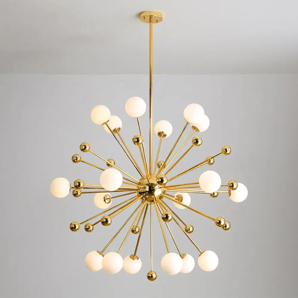 Modern Gold Metal Hanging Chandelier With Glass Shade Elegant Ceiling Light For Living Room 18 /