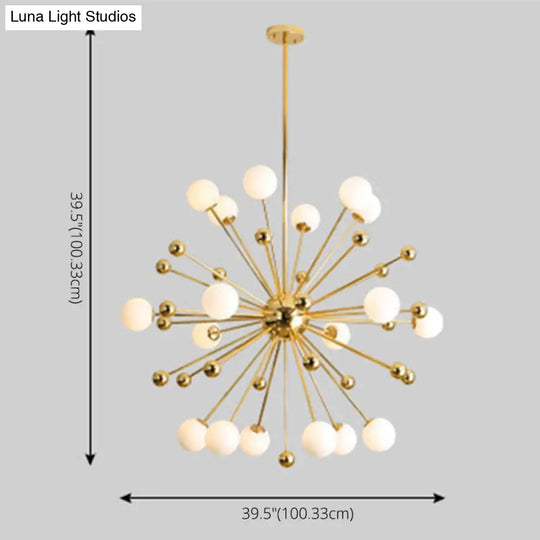 Modern Gold Metal Hanging Chandelier With Glass Shade Elegant Ceiling Light For Living Room