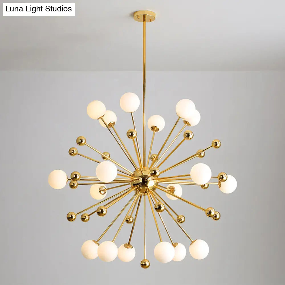 Modern Gold Metal Hanging Chandelier With Glass Shade Elegant Ceiling Light For Living Room