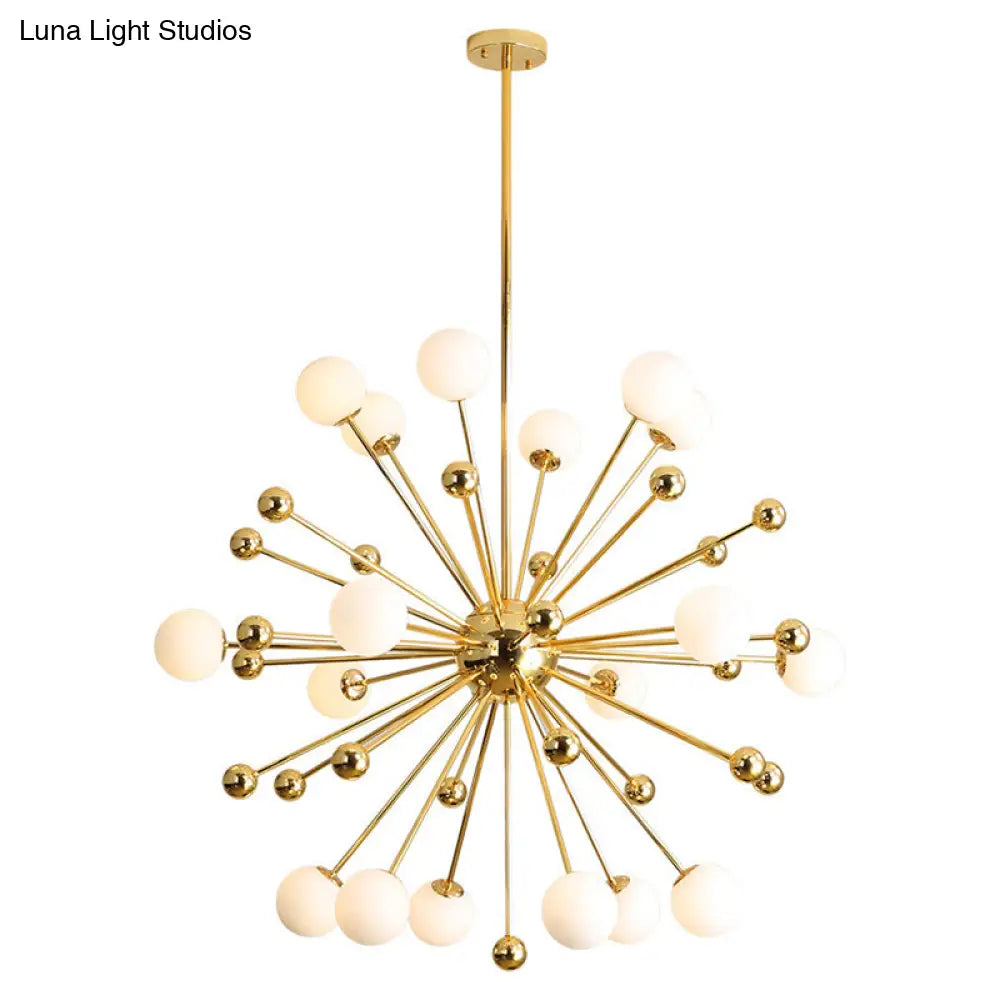 Modern Gold Metal Hanging Chandelier With Glass Shade Elegant Ceiling Light For Living Room