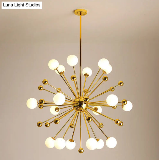 Modern Gold Metal Hanging Chandelier With Glass Shade Elegant Ceiling Light For Living Room