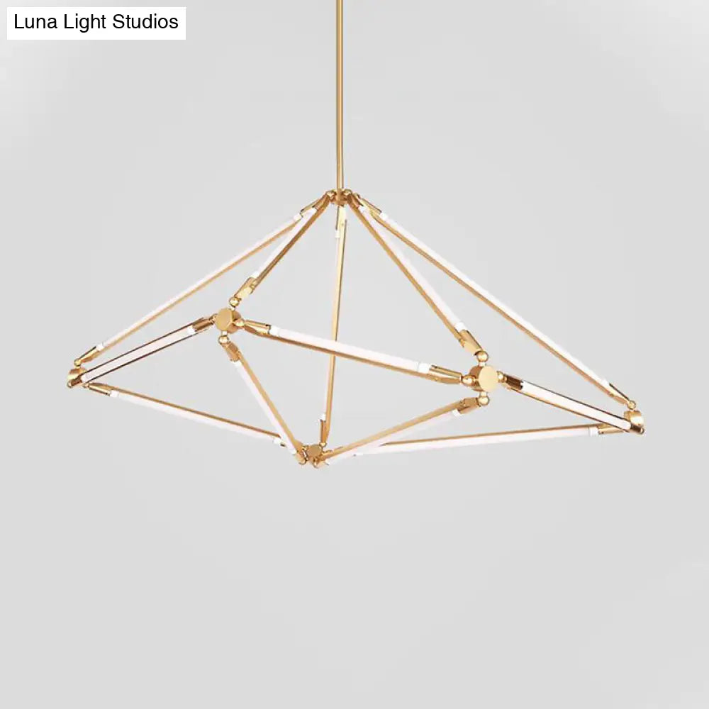 Modern Gold Metal Diamond Led Chandelier - Hanging Ceiling Light