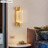 Modern Gold Metal Led Crystal Vanity Sconce - Wall Mounted Mirror Front For Bath