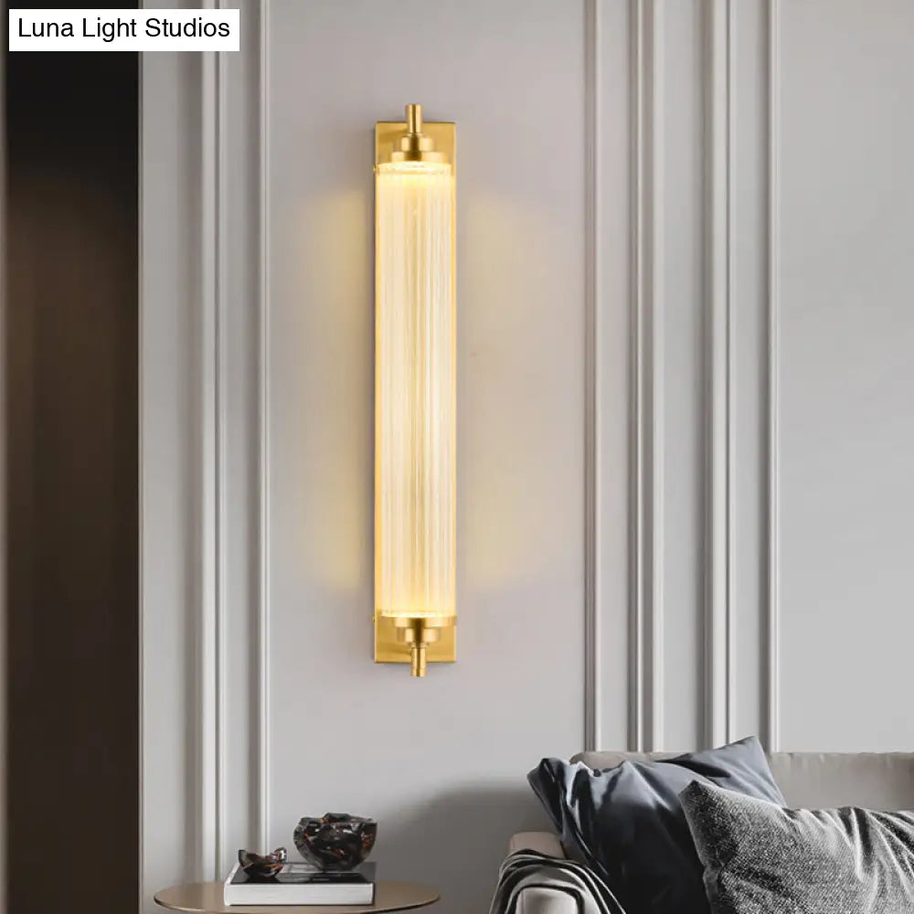 Modern Gold Metal Led Crystal Vanity Sconce - Wall Mounted Mirror Front For Bath