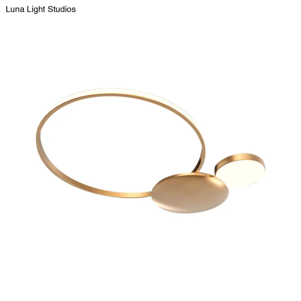 Modern Gold Metal Led Flush Ceiling Light - Stylish Living Room Lighting Fixture