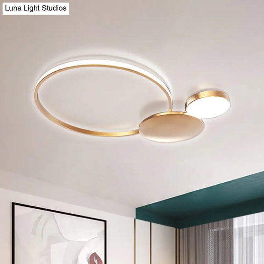 Modern Gold Metal Led Flush Ceiling Light - Stylish Living Room Lighting Fixture