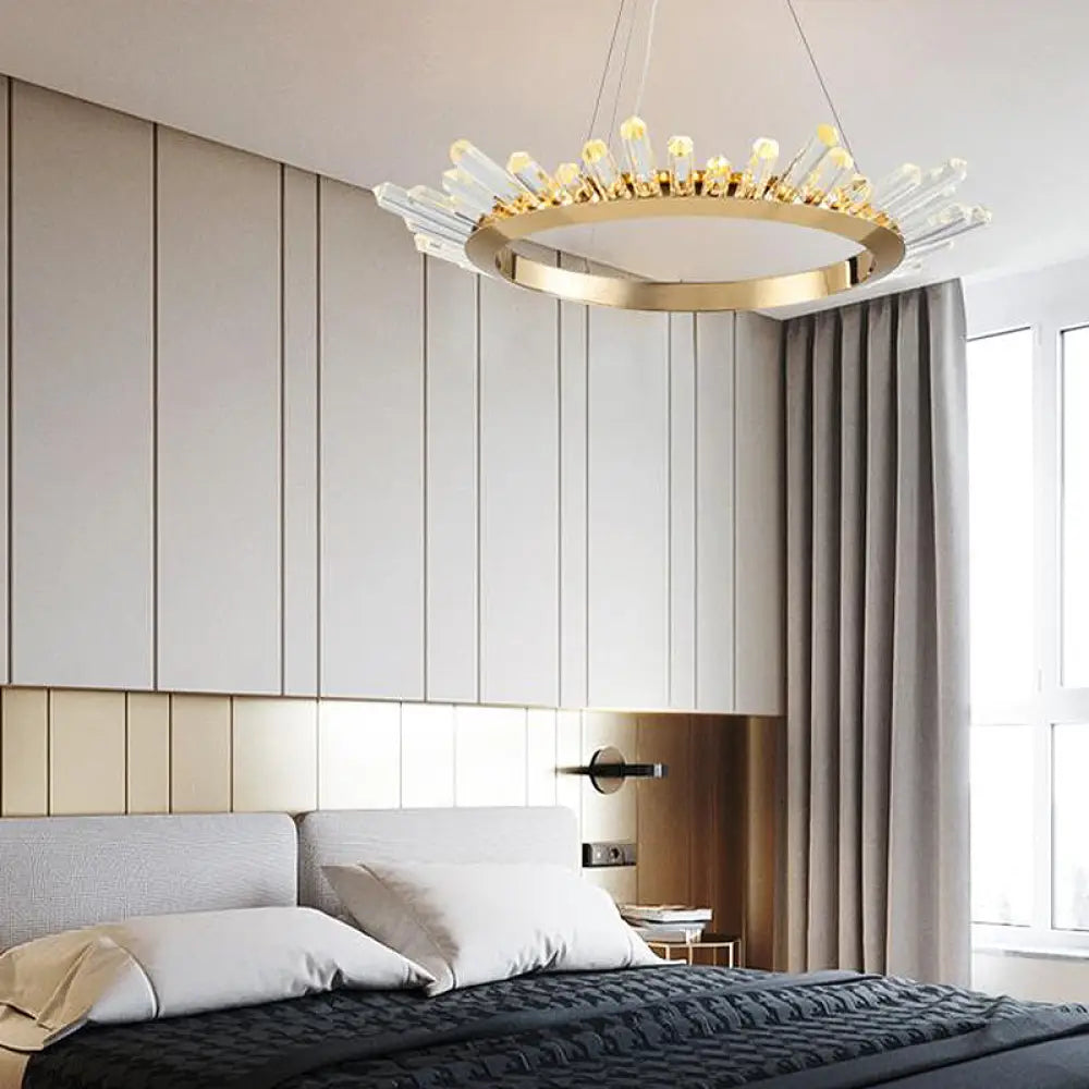 Modern Gold Metal Led Pendant Chandelier For Bedroom - 16/21.5/31.5 Wide / 23.5