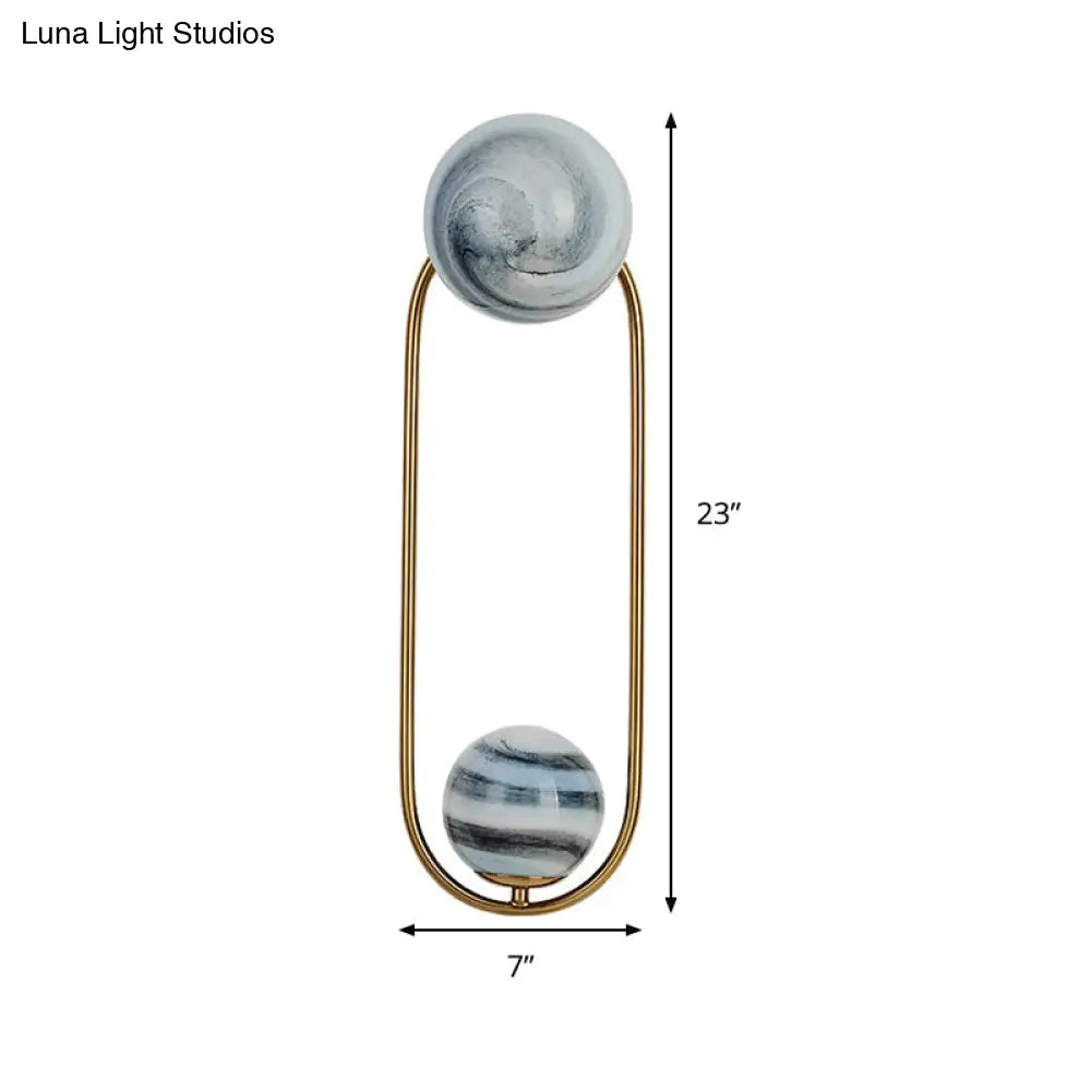 Modern Gold Metal Oval Wall Sconce Light Fixture With 2 Bulbs For Living Room