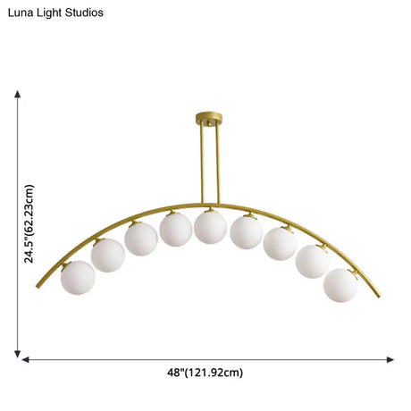 Modern Gold Metal Pendant Lighting With Glass Spherical Shade - Ideal For Dining Table Or Island