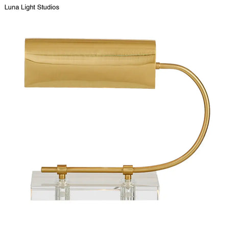 Modern Gold Metal Table Lamp With Clear Crystal Base
