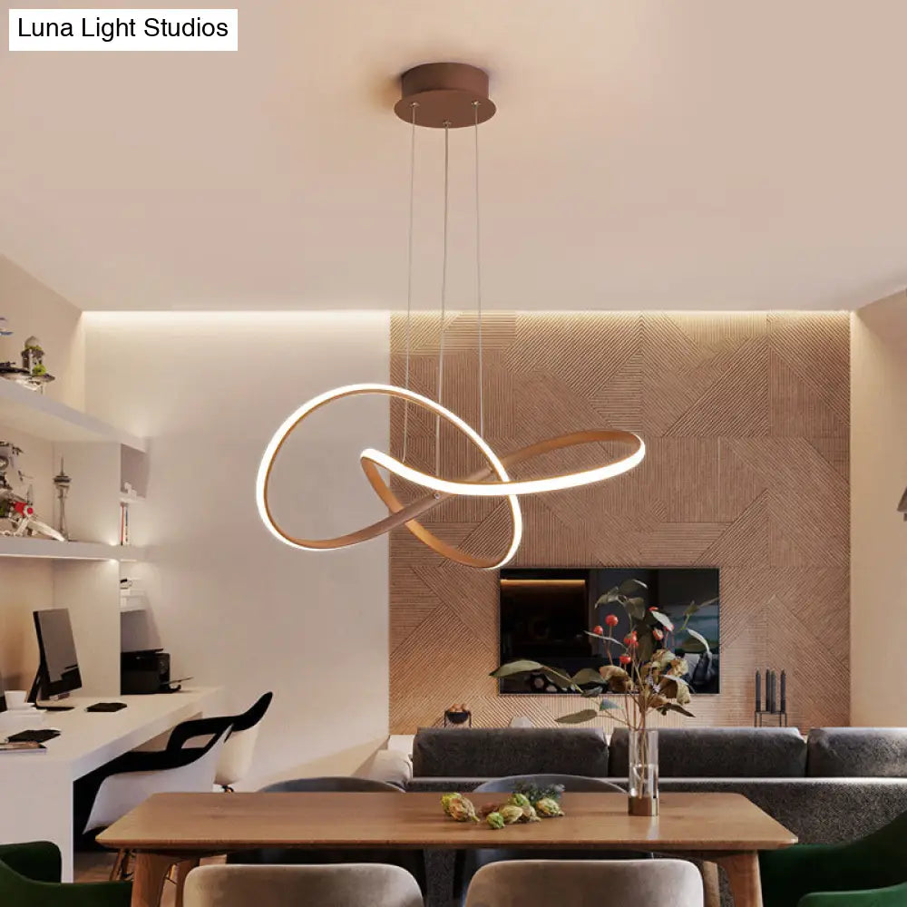 Gold Metallic Led Pendant Light With Seamless Curve Design For Contemporary Restaurants