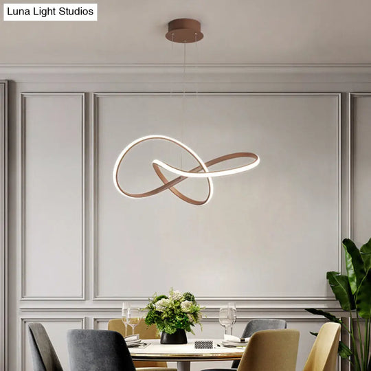 Gold Metallic Led Pendant Light With Seamless Curve Design For Contemporary Restaurants