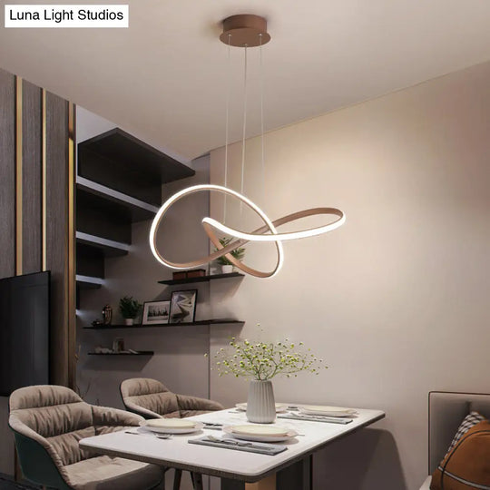 Gold Metallic Led Pendant Light With Seamless Curve Design For Contemporary Restaurants / 21 Warm