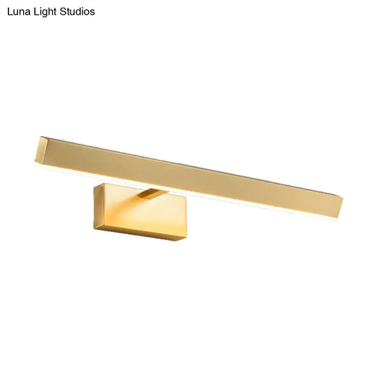 Modern Gold Metallic Led Wall Lamp Slim Rectangle Vanity Lighting