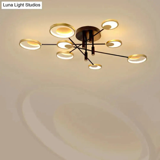 Modern Gold Molecule Ceiling Mount Chandelier With 4/6/8 Heads In Warm/White Light