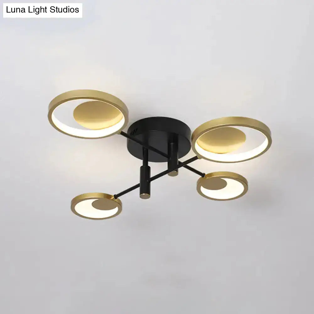 Modern Gold Molecule Ceiling Mount Chandelier With 4/6/8 Heads In Warm/White Light