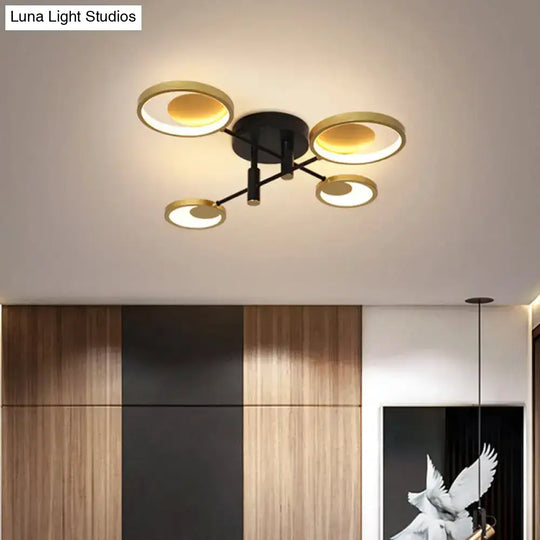 Modern Gold Molecule Ceiling Mount Chandelier With 4/6/8 Heads In Warm/White Light