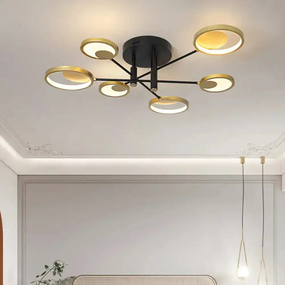 Modern Gold Molecule Ceiling Mount Chandelier With 4/6/8 Heads In Warm/White Light 6 / Warm