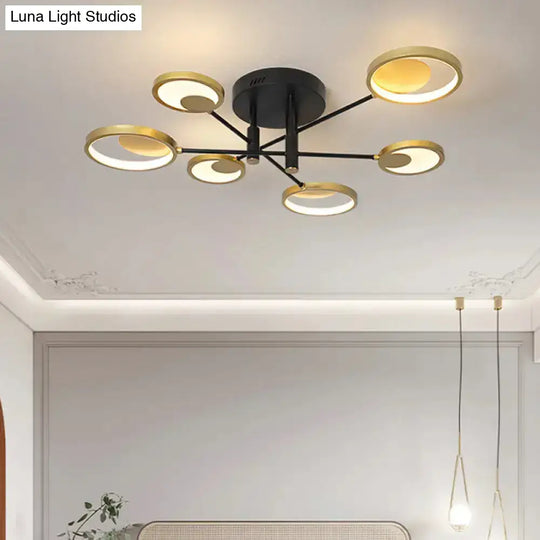 Modern Gold Molecule Ceiling Mount Chandelier With 4/6/8 Heads In Warm/White Light