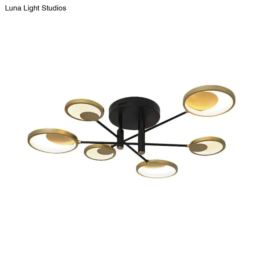 Modern Gold Molecule Ceiling Mount Chandelier With 4/6/8 Heads In Warm/White Light