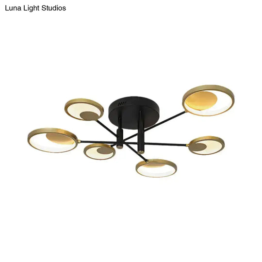 Modern Gold Molecule Ceiling Mount Chandelier With 4/6/8 Heads In Warm/White Light