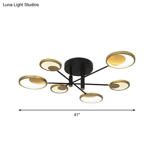 Modern Gold Molecule Ceiling Mount Chandelier With 4/6/8 Heads In Warm/White Light