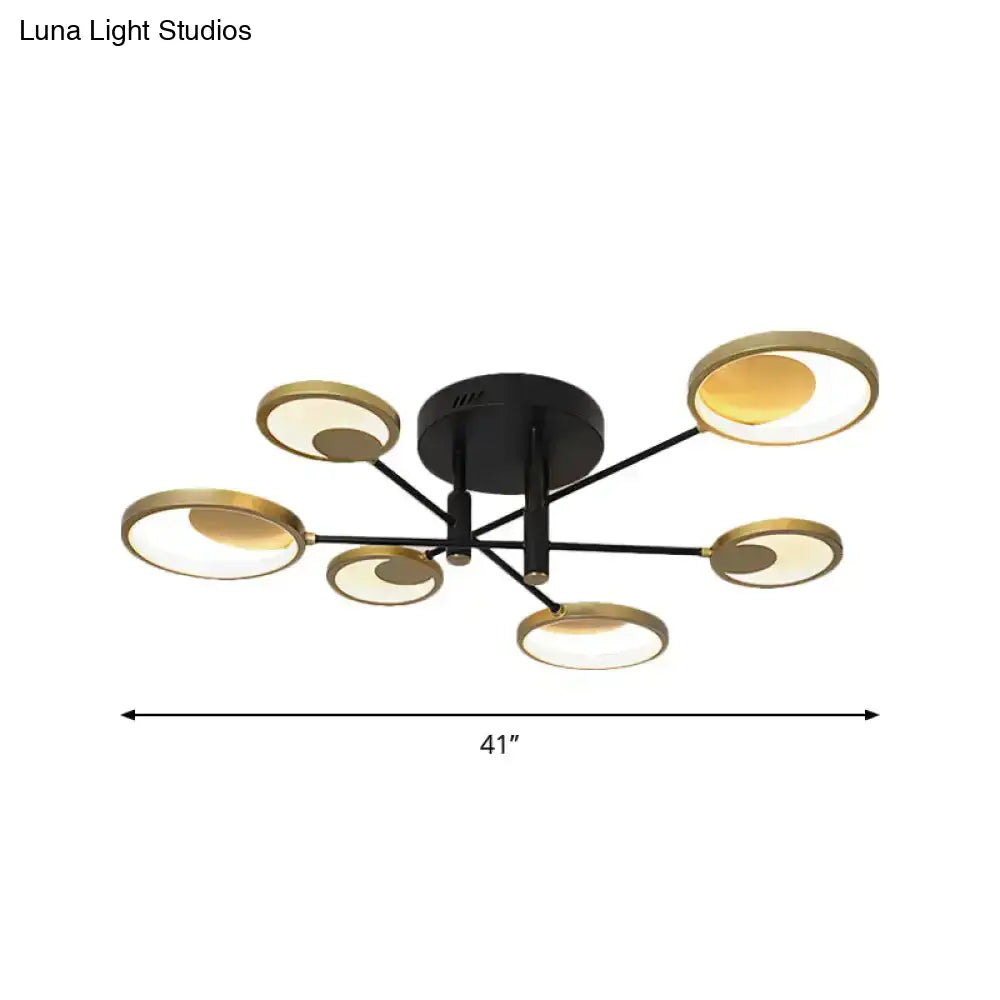 Modern Gold Molecule Ceiling Mount Chandelier With 4/6/8 Heads In Warm/White Light