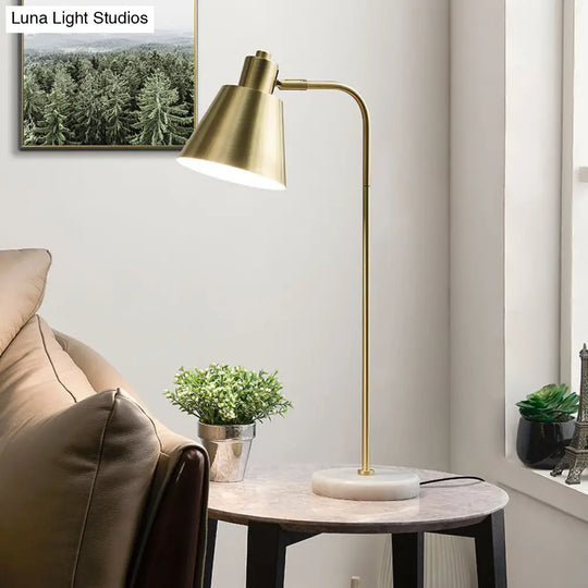 Modern Gold Night Lamp For Study Room - 1-Light Table Lighting With Metal Tapered Shade