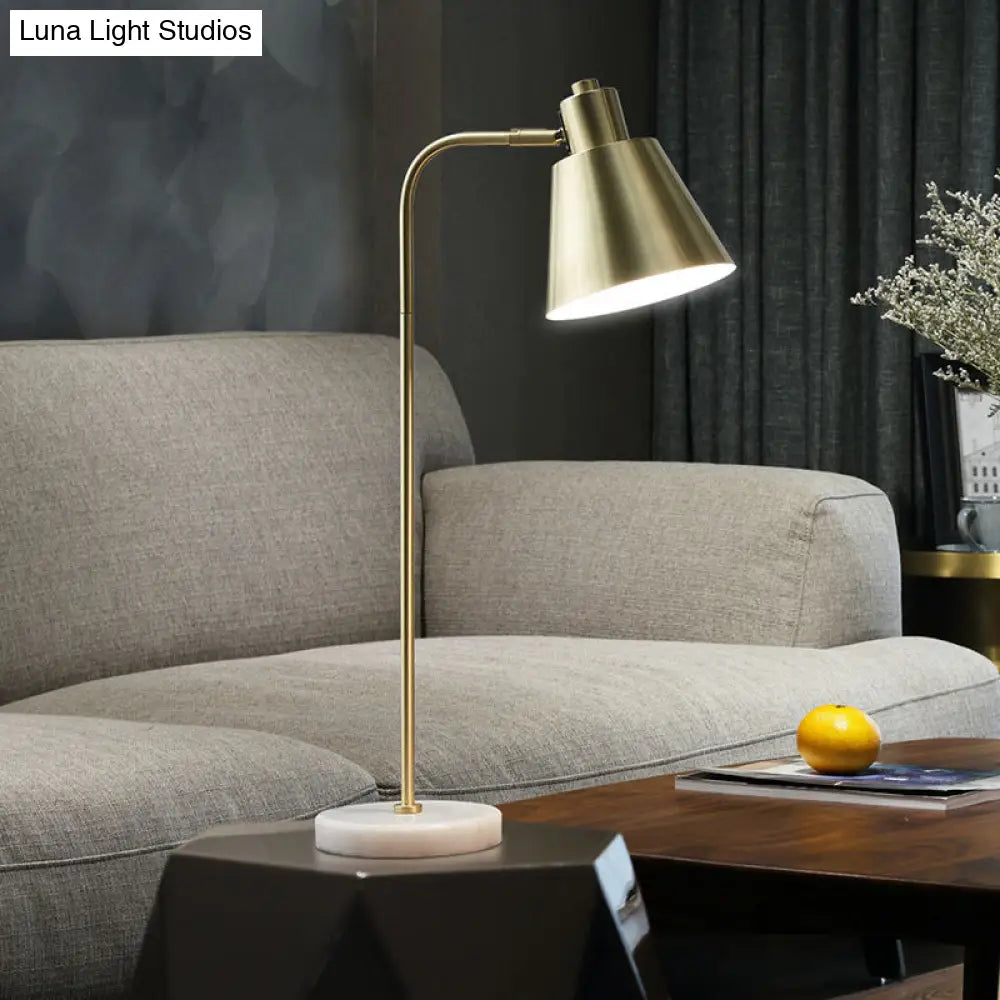 Modern Gold Night Lamp For Study Room - 1-Light Table Lighting With Metal Tapered Shade