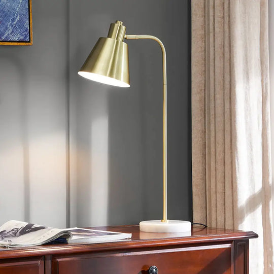 Modern Gold Night Lamp For Study Room - 1-Light Table Lighting With Metal Tapered Shade