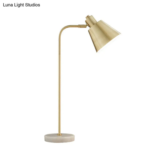 Modern Gold Night Lamp For Study Room - 1-Light Table Lighting With Metal Tapered Shade