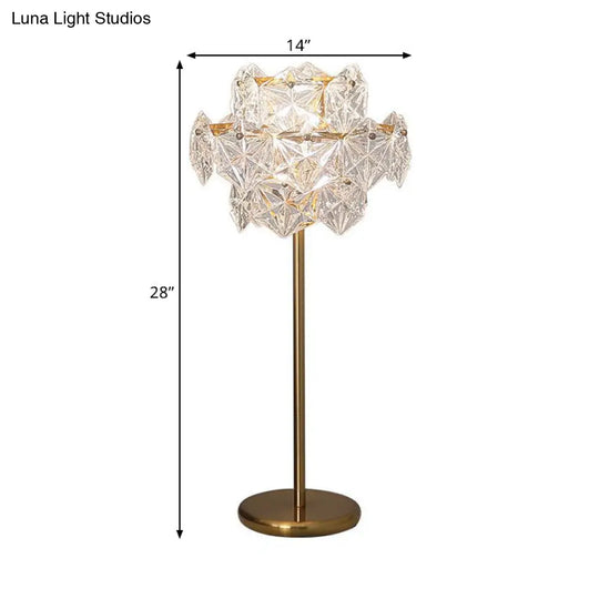 Modern Gold Nightstand Lamp With Snowflake Crystal Shade