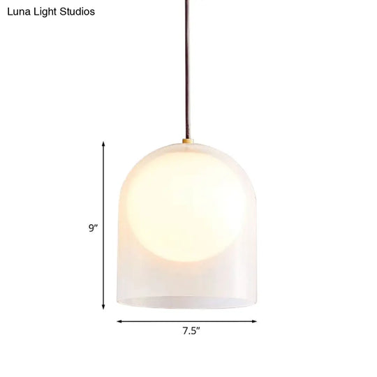 Modern Gold Opal Glass Hanging Light Kit With Ball Shade Inside