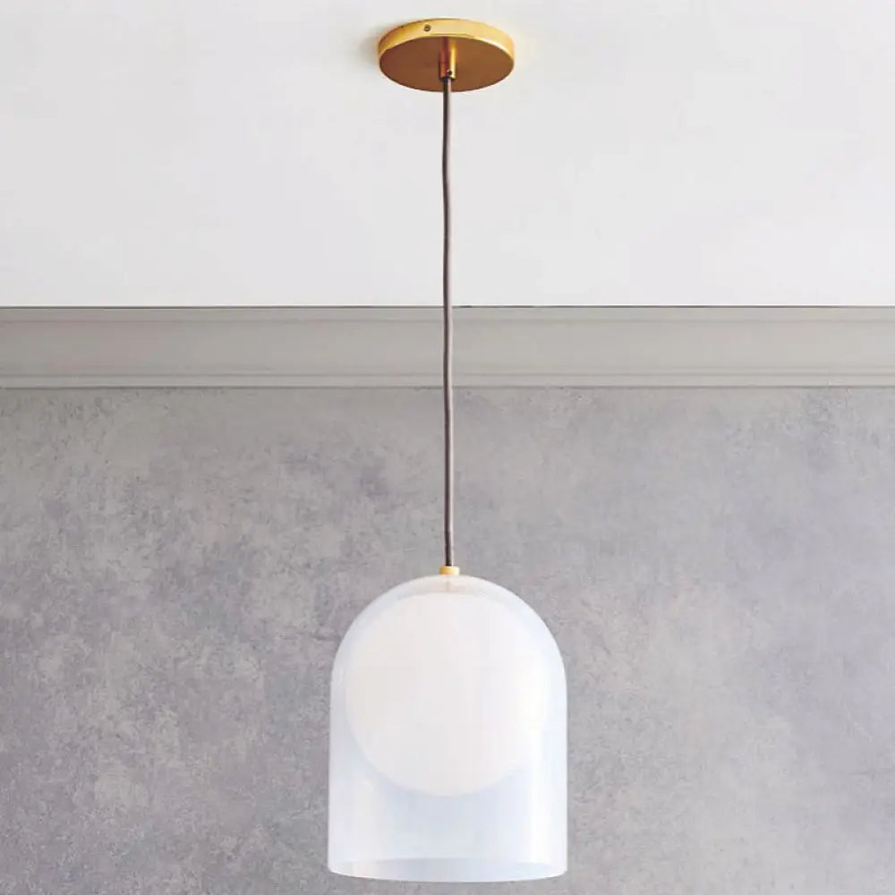 Modern Gold Opal Glass Hanging Light Kit With Ball Shade Inside
