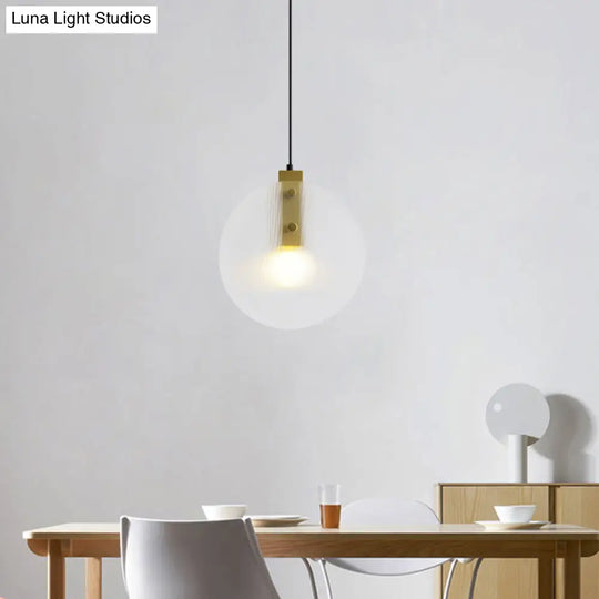 Modern Gold Orb Pendant Lamp With Clear Glass Suspension – Ideal For Dining Room Lighting