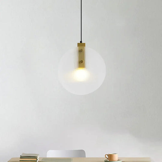 Modern Gold Orb Pendant Lamp With Clear Glass Suspension – Ideal For Dining Room Lighting