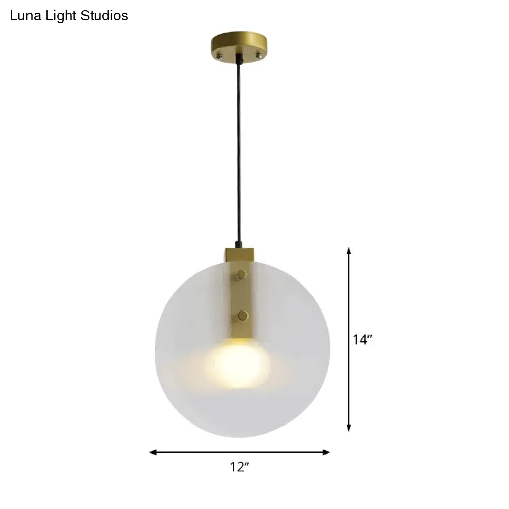 Modern Gold Orb Pendant Lamp With Clear Glass Suspension – Ideal For Dining Room Lighting