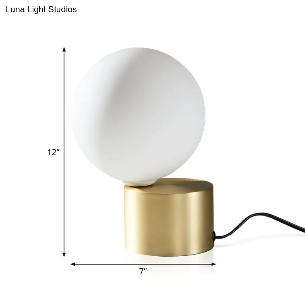 Modern Gold Orb Table Lamp With Frosted Glass Shade - Perfect Night Stand Light