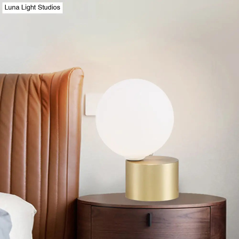 Modern Gold Orb Table Lamp With Frosted Glass Shade - Perfect Night Stand Light