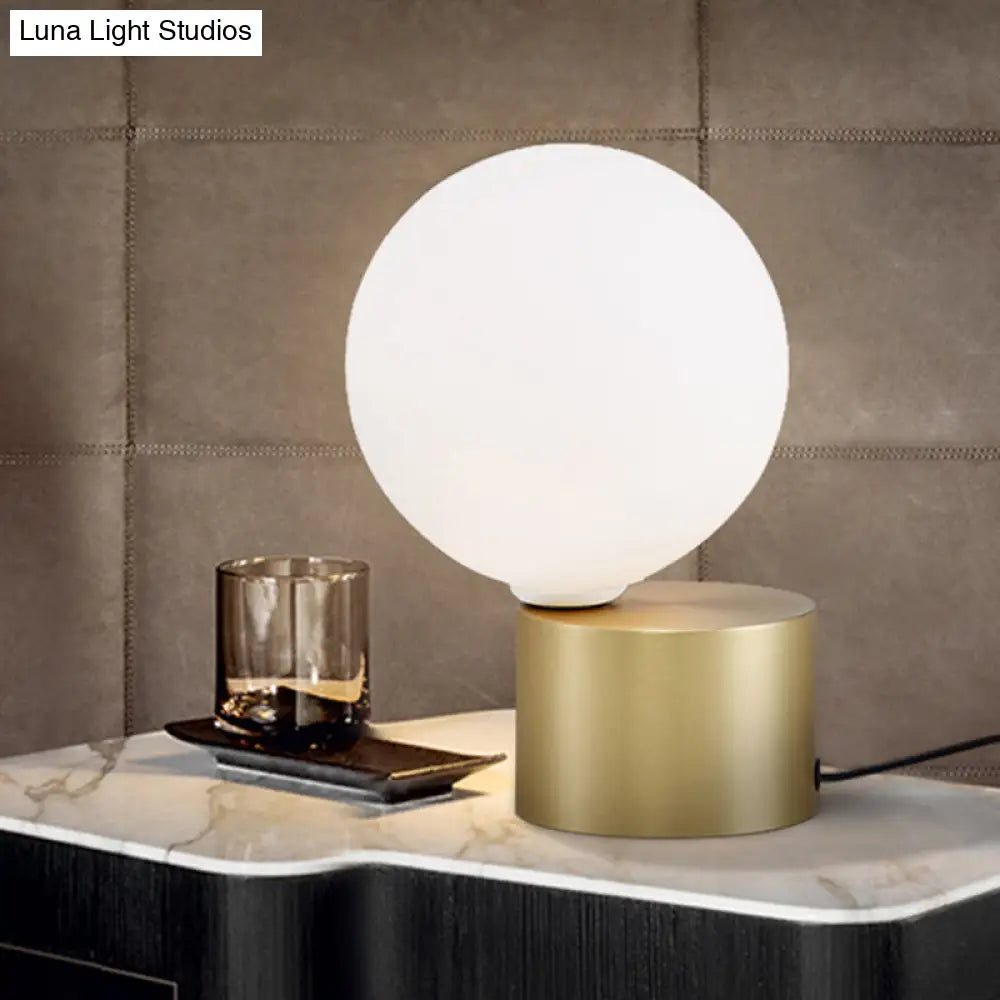 Modern Gold Orb Table Lamp With Frosted Glass Shade - Perfect Night Stand Light